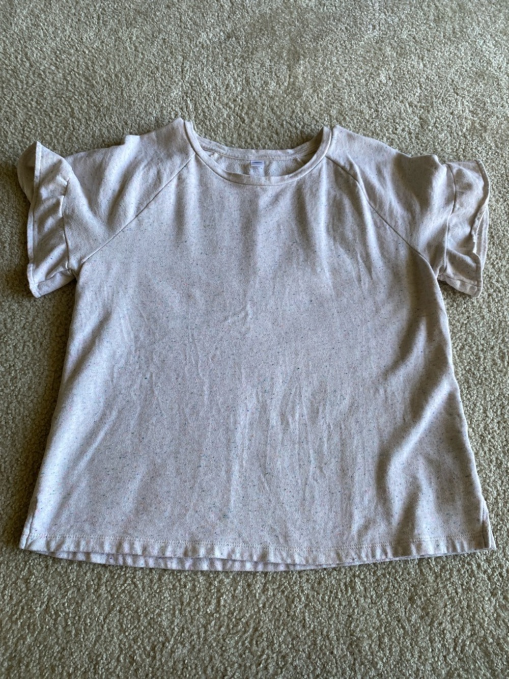 Old Navy Women’s Short Sleeve Ruffle Tee - Light Pink Speckle